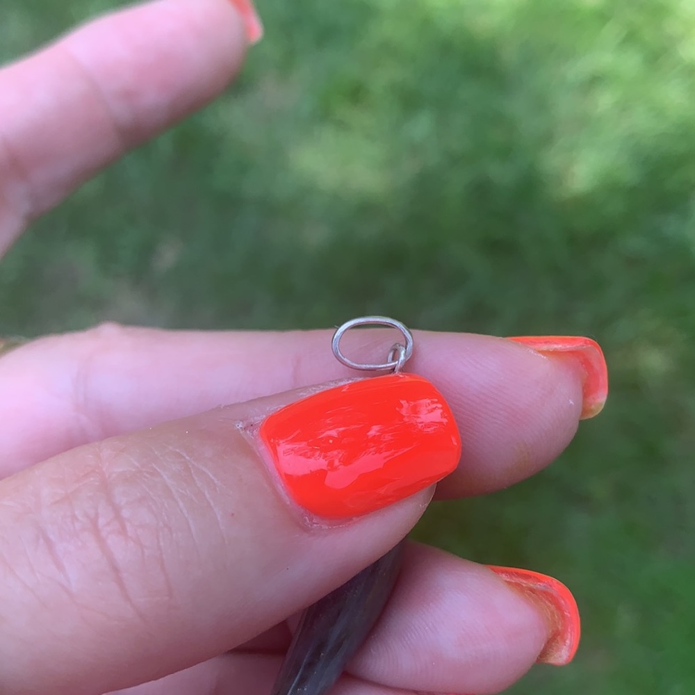 Vintage Sterling Silver Stone Tooth Like Pendant - Picture 10 of 11